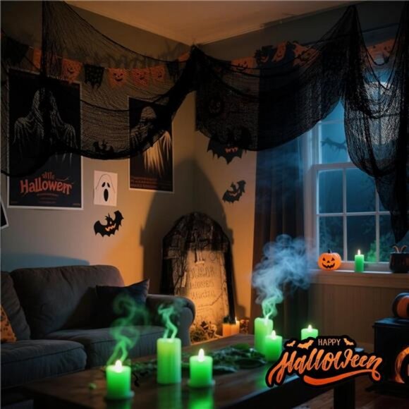 5pcs Halloween Black Creepy Cloth 30×80 Inch - Halloween Decor Spooky Haunted - Picture 4 of 8